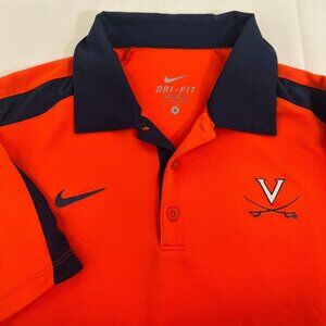 Nike Dri-Fit Virginia Cavaliers UVA Polo Shirt S Orange & Navy‎